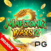 Mahjong Ways 2 game artwork showing mahjong tile cascade and gold-tile wild symbols